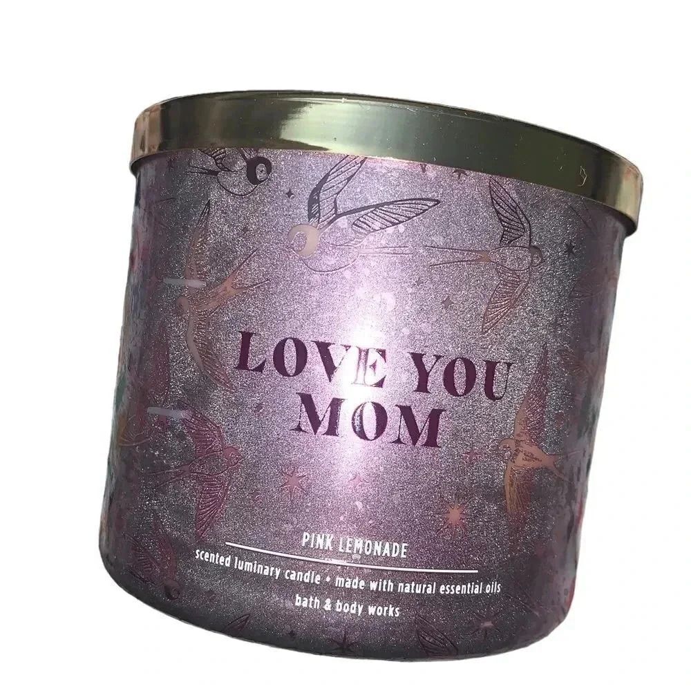 Bath & Body Works Pink Lemonade LOVE YOU MOM 3-Wick Candle LUMINARY 45 Hour
